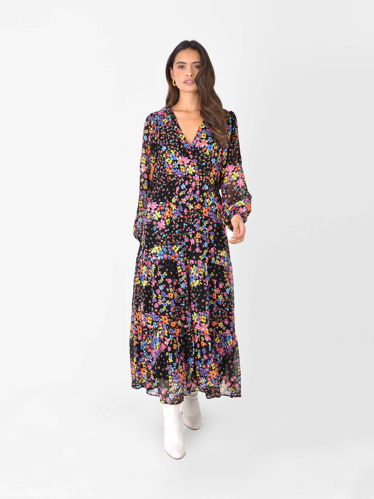 Floral Wrap Neck Midaxi Dress – Ro\u0026Zo